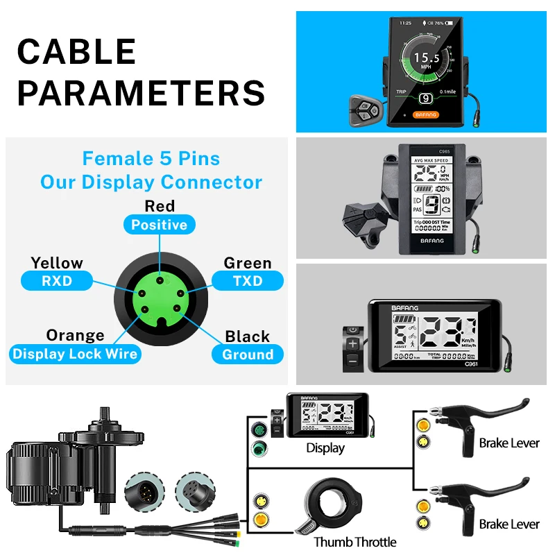 Bafang Electric Bike Display DPC18 C961 C965 Bluetooth for BAFANG BBS Mid Drive Motor Bicycle ebike Computer UART E-bike Parts