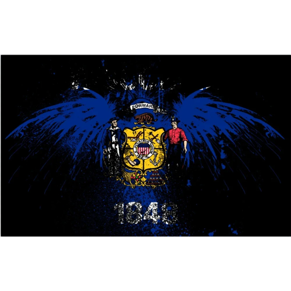 banner of 2X3FT Wisconsin State flag 90x150cm polyester digital print EAGLE BIRD banner