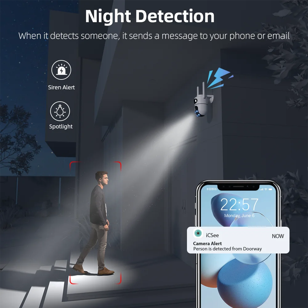 4K 8MP Dual Lens Wifi Camera Outdoor PTZ Night Vision Dual Screen Human Detection Security Protection Surveillance IP Camera