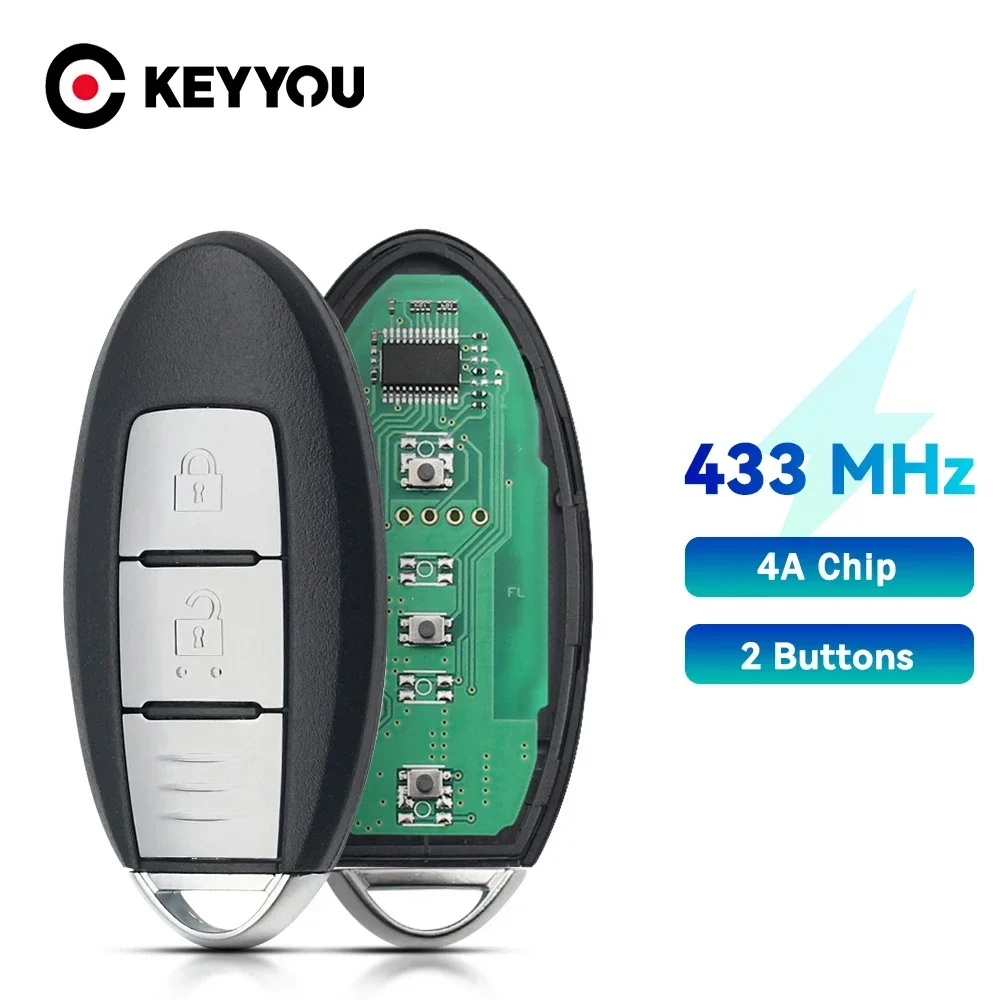 Smart Remote Car Key 433Mhz 4A ID46 Chip Keyless Entry For Nissan Juke Tiida Qashqai X-Trail J10 J11 2012-2020 2/3 Buttons