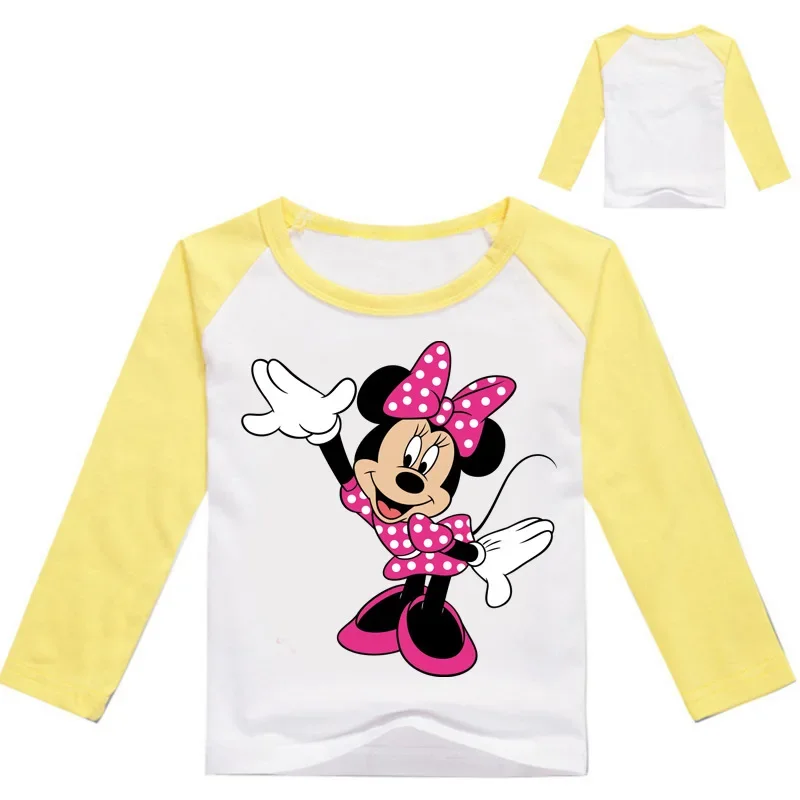 Novo verão de manga longa crianças meninas camisetas meninos nova topos dos desenhos animados minnie mouse t roupas casuais do bebê algodão