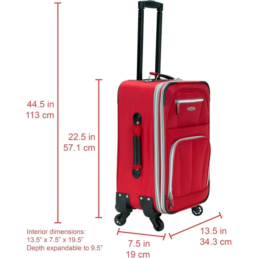 Red 20-Inch Rockland Pasadena Softshell Spinner Carry-On Luggage
