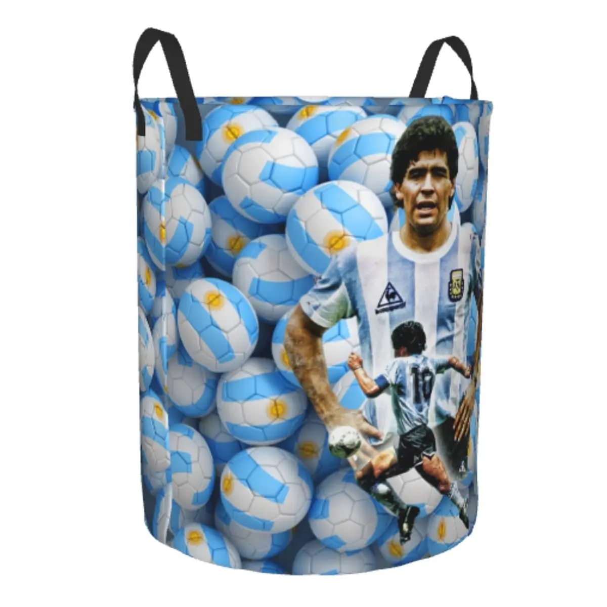 Custom Argentina 10 Soccer Star Legend Diego Maradona Laundry Basket Collapsible Large Clothes Storage Bin Baby Hamper