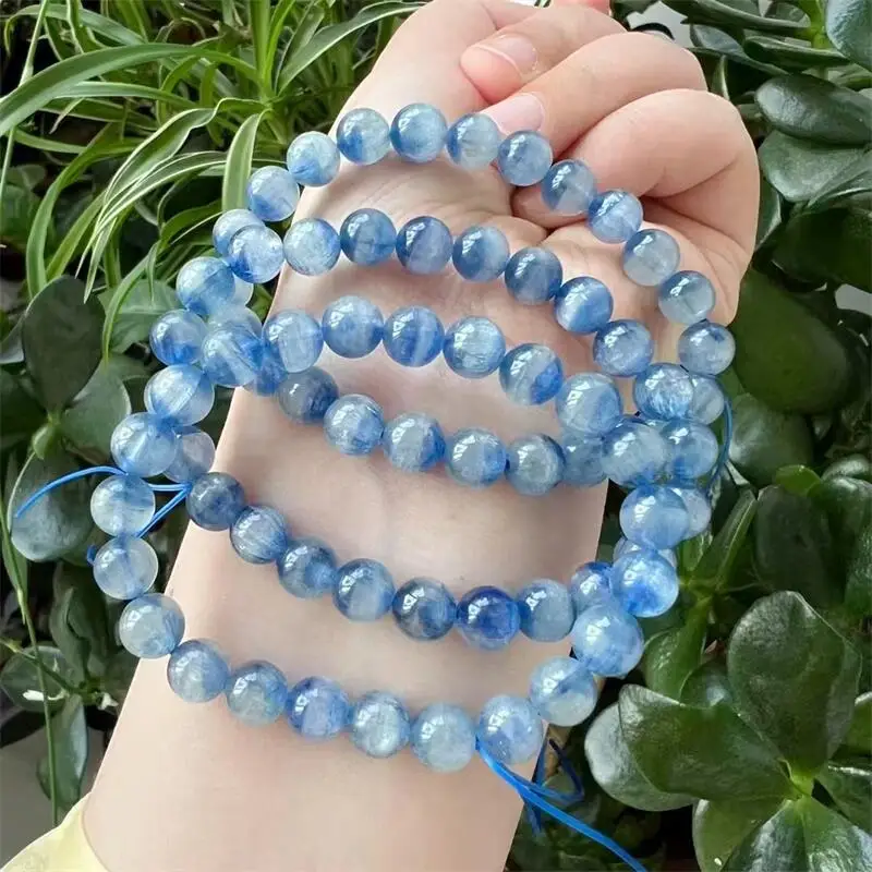 

8MM Natural Kyanite Bracelet Smooth Gemstone Reiki Healing Jewelry Energy Crystal Holiday Gift 1PCS