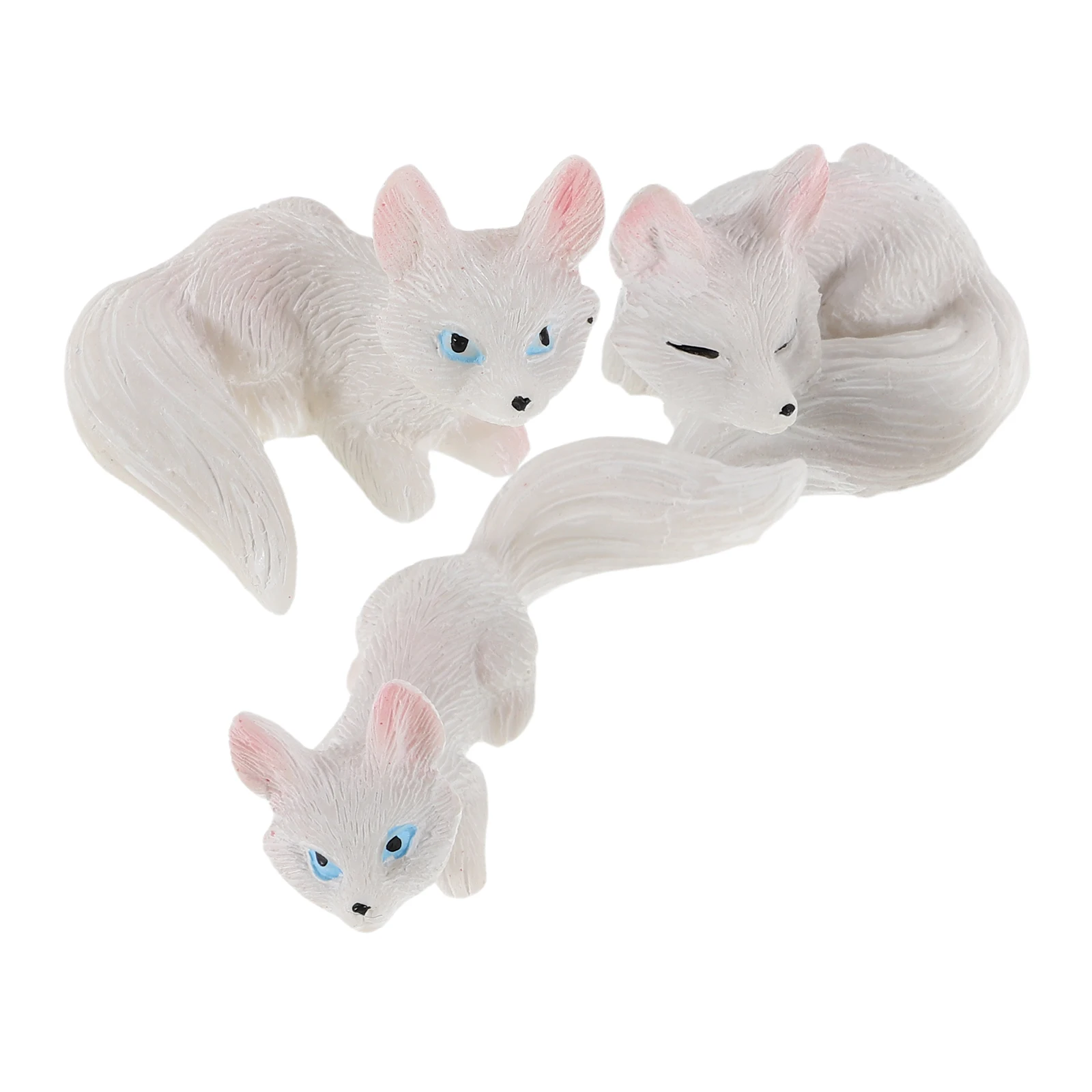 

3 Pcs Little Fox Ornament Home Decoration Statuette Terrarium Crafts Accessories