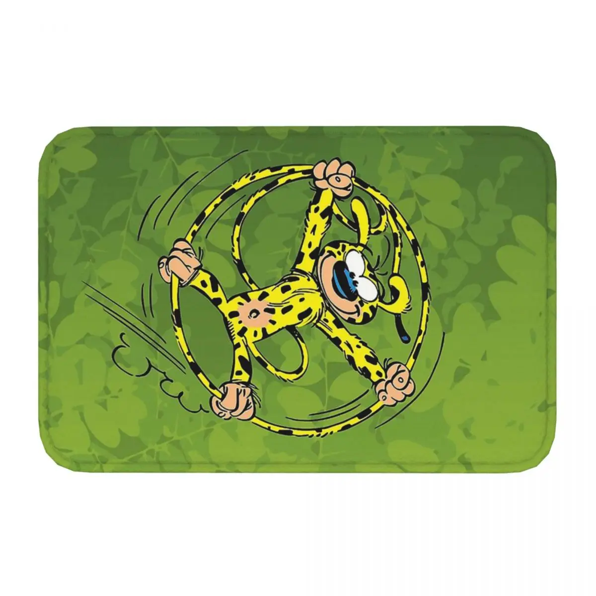 Marsupilami Cute Leopard Bathroom Non-Slip Carpet Green Bedroom Mat Entrance Door Doormat Floor Decor Rug