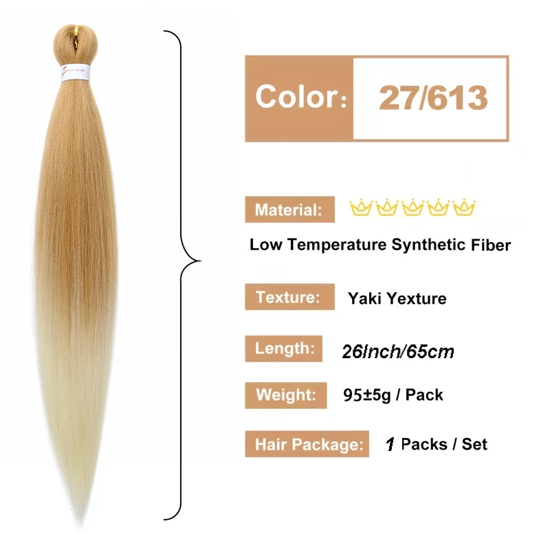 26Inch Low Temperature Synthetic Yaki Texture Braiding Hair Pre‑Stretched Braids Hair Extensions for Women Braid Hairstyle