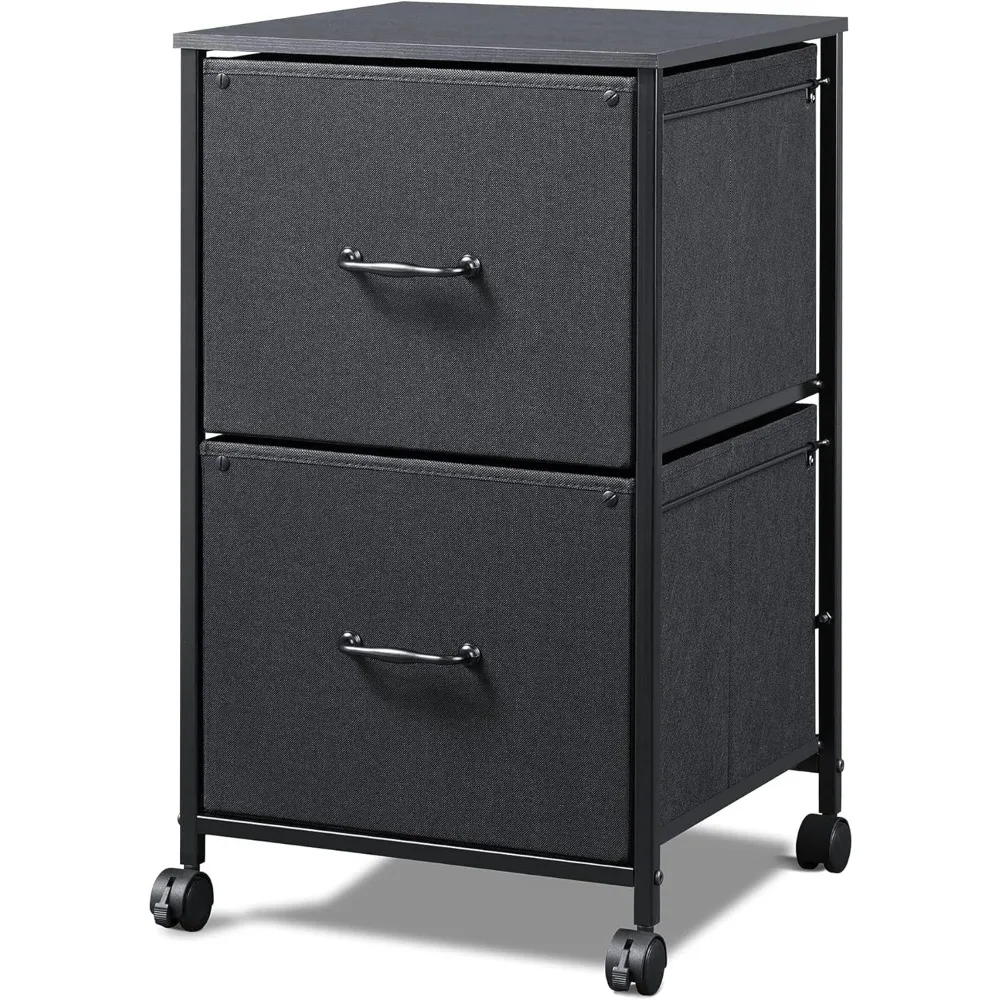 DEVAISE 2 Drawer Mobile File Cabinet, Rolling Printer Stand, Fabric Vertical Filing Cabinet fits A4 or Letter