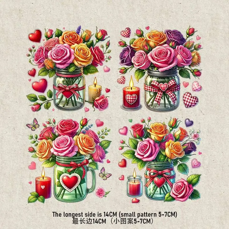 14CM Vase Santa Claus Set Iron Transfer Sticker Diy A-Level Washable Heat Press Printed Accessories children Clothing Patch