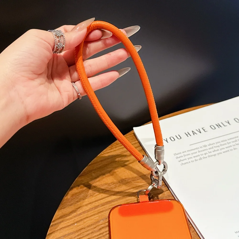 Candy Color Leather Hand Wrist Strap for Mobile Cell Phone Short Lanyard Colorful Anti-Lost Accessories Universal Rope