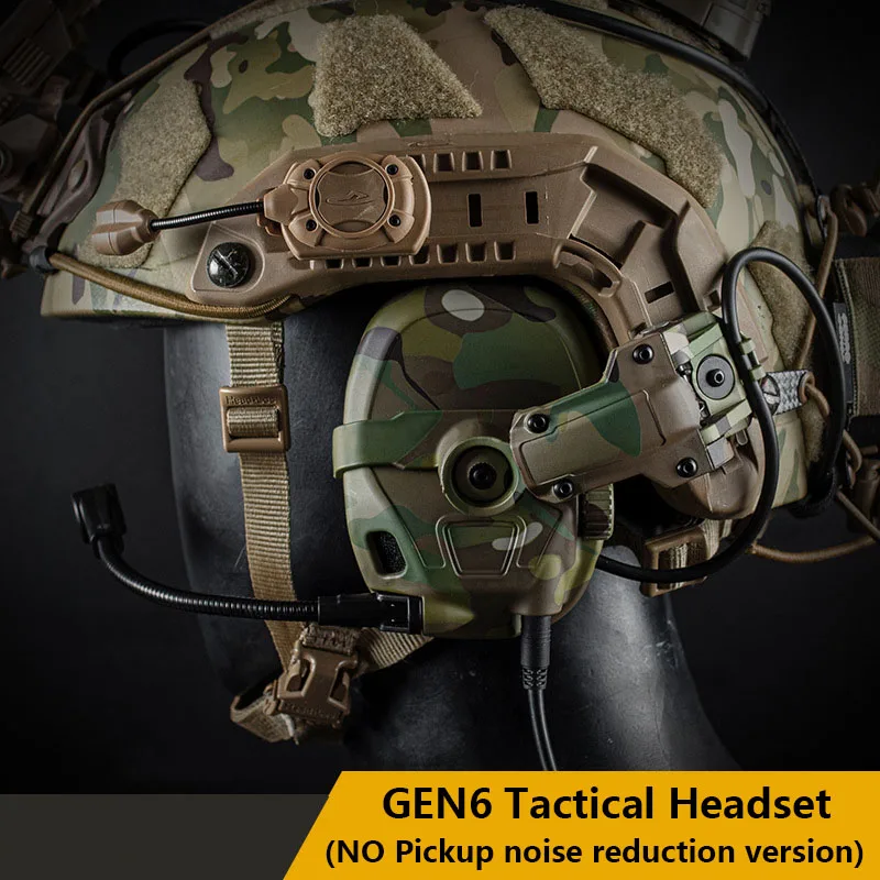 

GEN6 Communication Tactical Headset, Left and Right Switch Microphone, Silicone Earmuffs, No Pickup and Noise Reduction