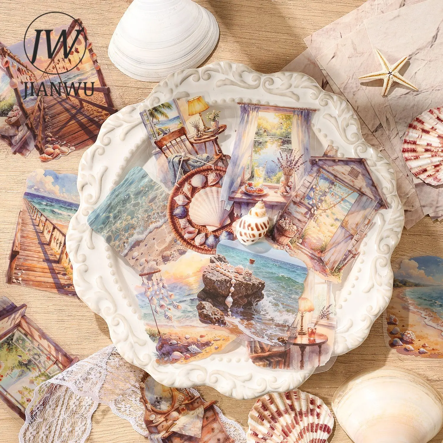 JIANWU Vintage Seasons Flower Landscape Collage Scrapbooking Material Package Creative DIY Junk Journal Stationery