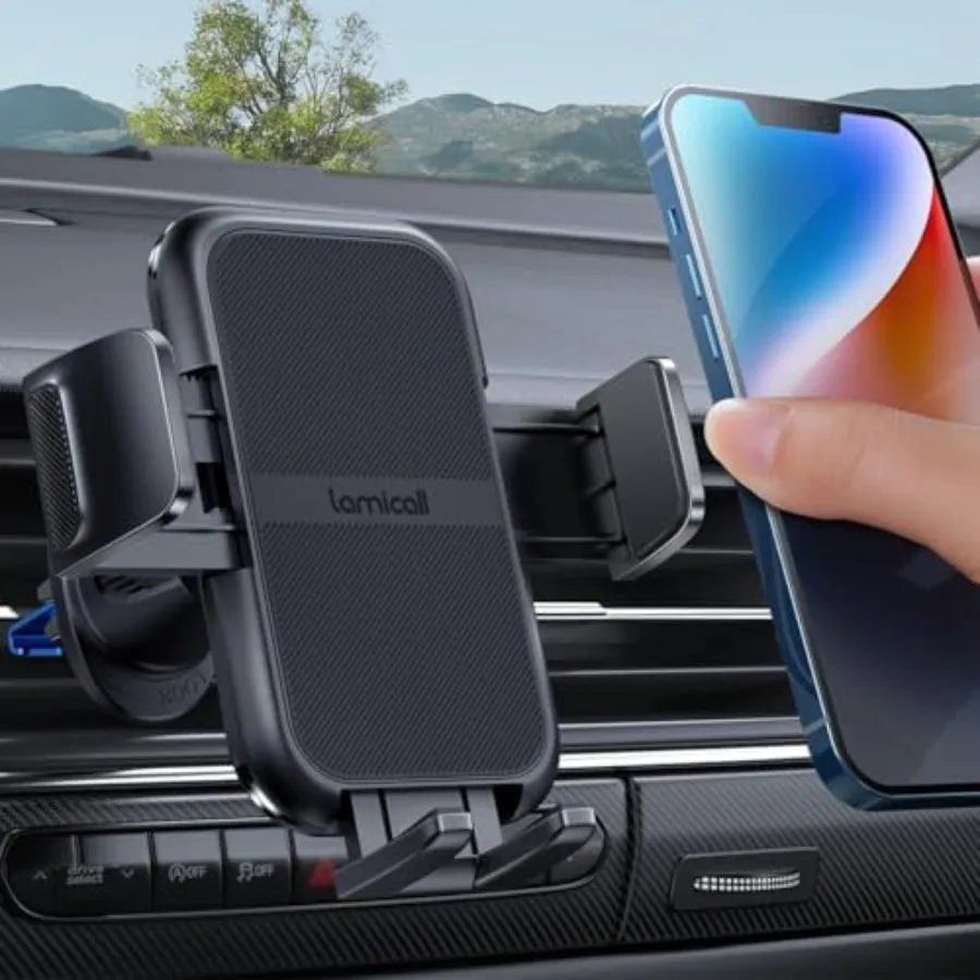

2026 Wider Clamp and Metal Hook Car Phone Holder Vent [Thick Cases Friendly] Phone Holders for Your Car Mount Gfts Automobile H