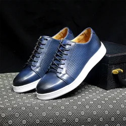 Classic Derby Casual Shoes Mens Cow Genuine Leather Lace-Up Flat Shoes Comfortable Original Sneakers Driving Shoes for Men