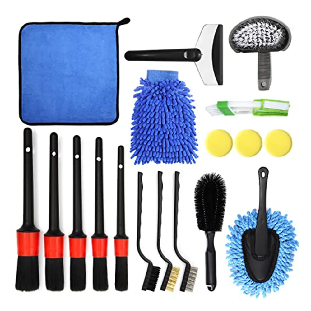 Car cleaning tool Kit Detail Brush air conditioning vent towel Polishing Sponge Chenille Cleaning gloves double-headed brush