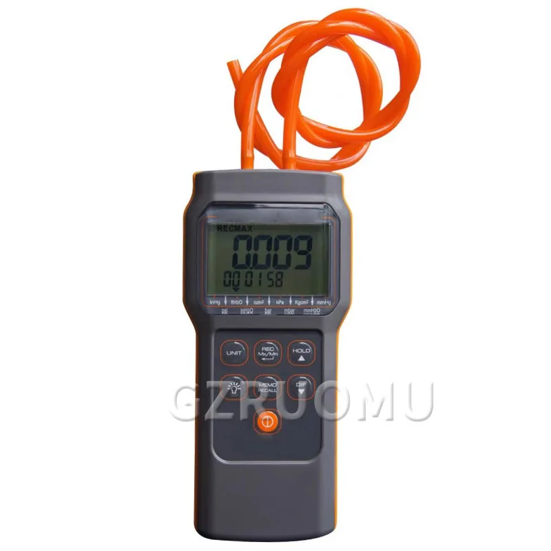 

AZ82152 Portable Differential Pressure Gauge Economic Digital Display Manometer Blue Backlight Function 15PSI 11 Units Selection