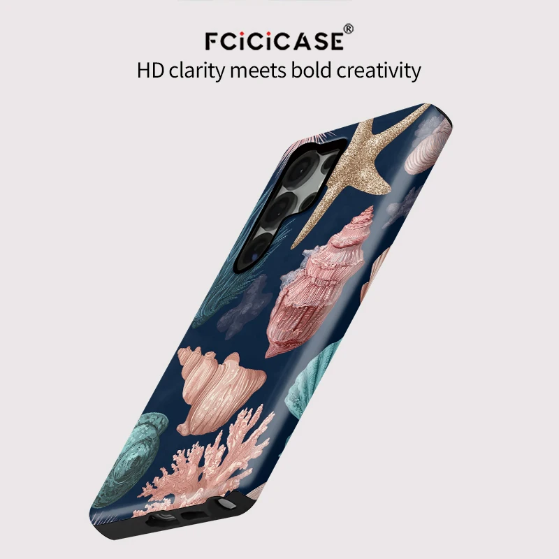 Fcicicase Seestern Conch Shell Muster Hülle für Samsung Galaxy S24 Plus S24+ S25 Ultra S20 FE S23 S 23, luxuriöse stoßfeste Abdeckung
