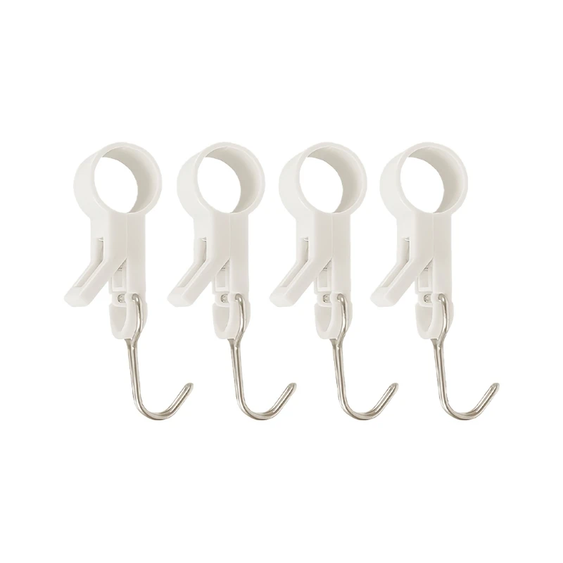4Pcs Sliding Hooks Tube Clamp Hook Rotating Design Kitchen Bathroom Organizers 55KF