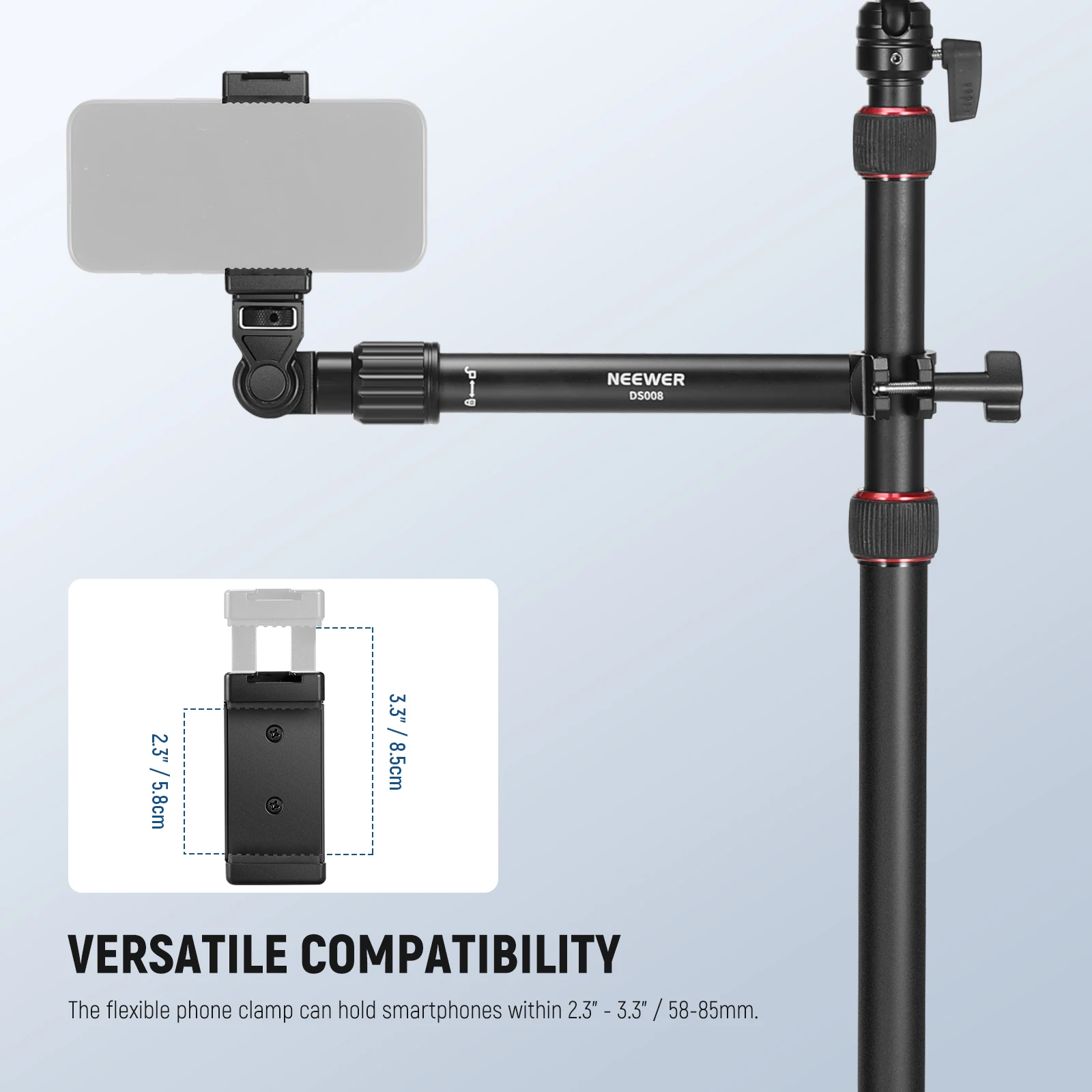 Supporto Telescopico Da Tavolo Per Fotocamera – Altezza Regolabile 30-51 Cm, Testa A Sfera 360°, Viti 1/4, 3/8 E 5/8, Carico 0.9 Kg, In Alluminio