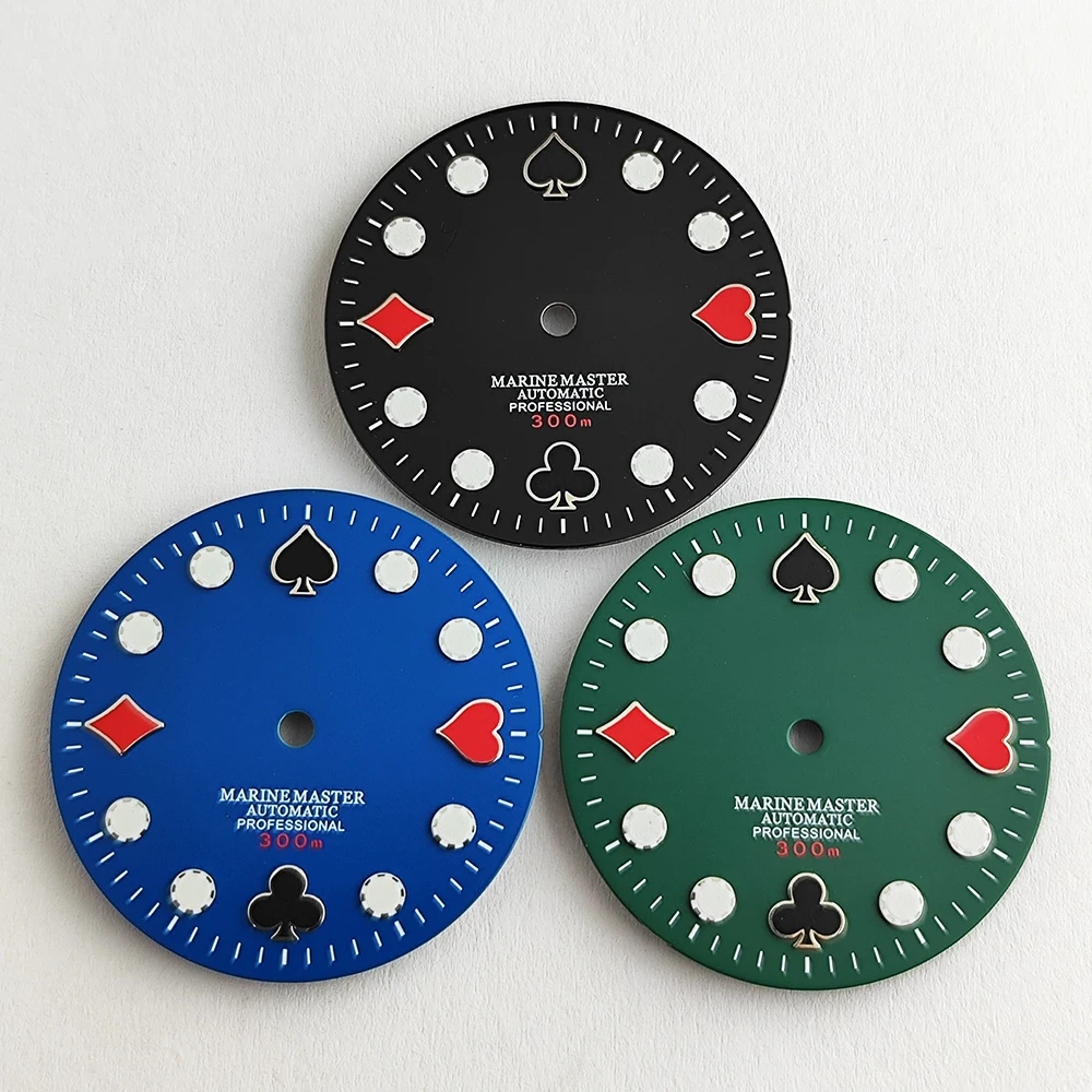 NH35 dial NH36 dial 28.5mm Playing card dial Watch dial S dial green luminous dial Suitable for NH35/36 movement watch accessori