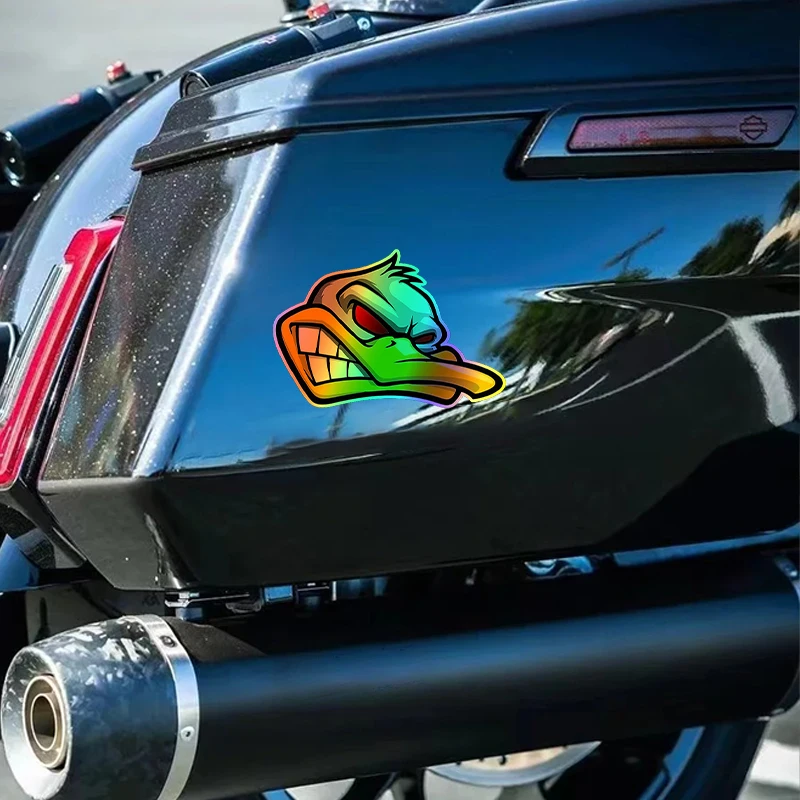 1 unidad de pegatinas divertidas de dibujos animados con cabeza de pato enojado para motocicleta, pegatinas para Scooter, pegatinas de vinilo para tanque de combustible de motocicleta, pegatinas exteriores para coche