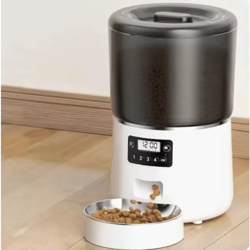 وحدة تغذية القطط WiFi سعة 4 لتر للتغذية عن بعد، وحدة تغذية الطعام الذكية للتغذية عن بعد، مغذيات القطط الأوتوماتيكية الذكية
