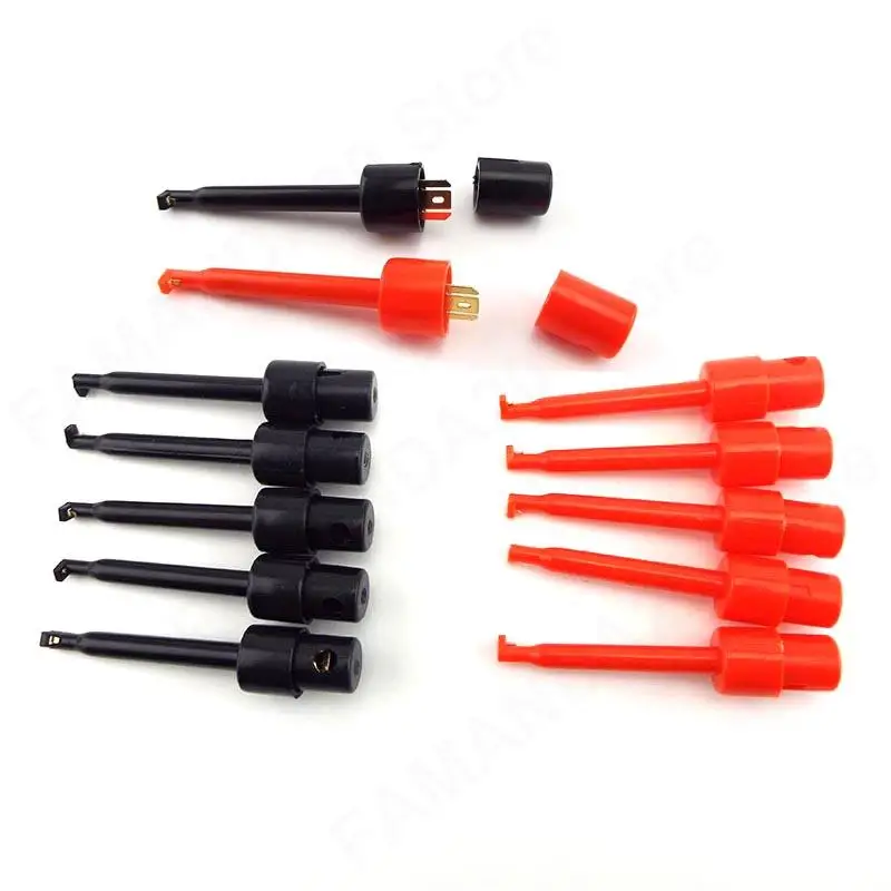 5 red 5 black Mini Single Test Hook Clip Test Probe for Electronic Testing Grabber Round Crocodile Clip Hook Test Clip M20