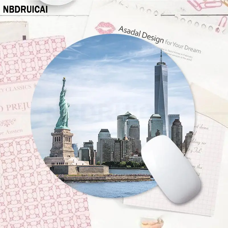 New York City Non-slip Round Office Student Gaming Thickened Writing Pad Non-slip Cushion Mouse Pad For PC Mouse Carpet