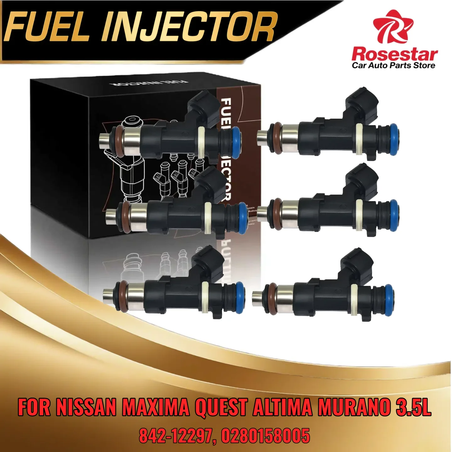 

6x Fuel Injector Set For Nissan 3.5L V6 DOHC 0280158005 For Altima Maxima Murano Quest