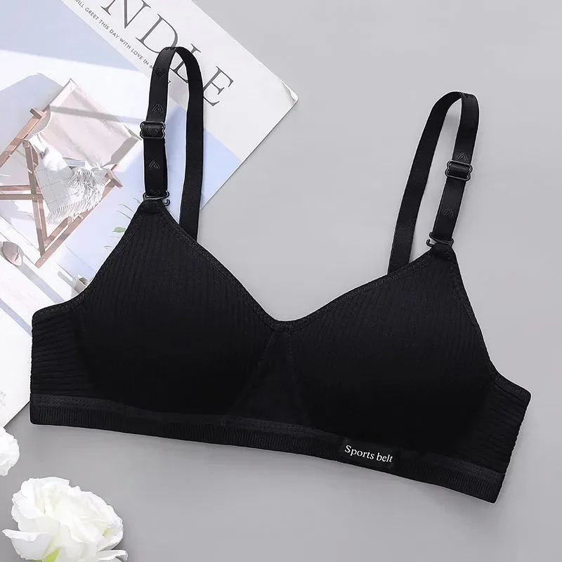 Pure Cotton Underwear Without Steel Rings, Ab Cup Bra, Small Chest, Thin Style, Gathered To Prevent Sagging in Summer Women Bra