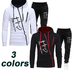 Trending Men Personality Set di due pezzi Fashion Zipper Printed Hoodie Pant Winter Warm tuta Sportwear