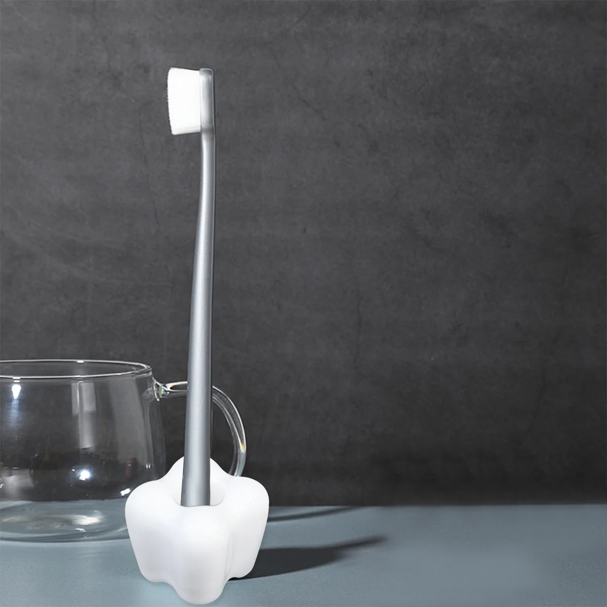 

2Pcs Toothbrush Holder Ceramic Tooth Shaped Creative Storage Rack Bathroom Accessories White Organized Tidy Toothbrush Holder