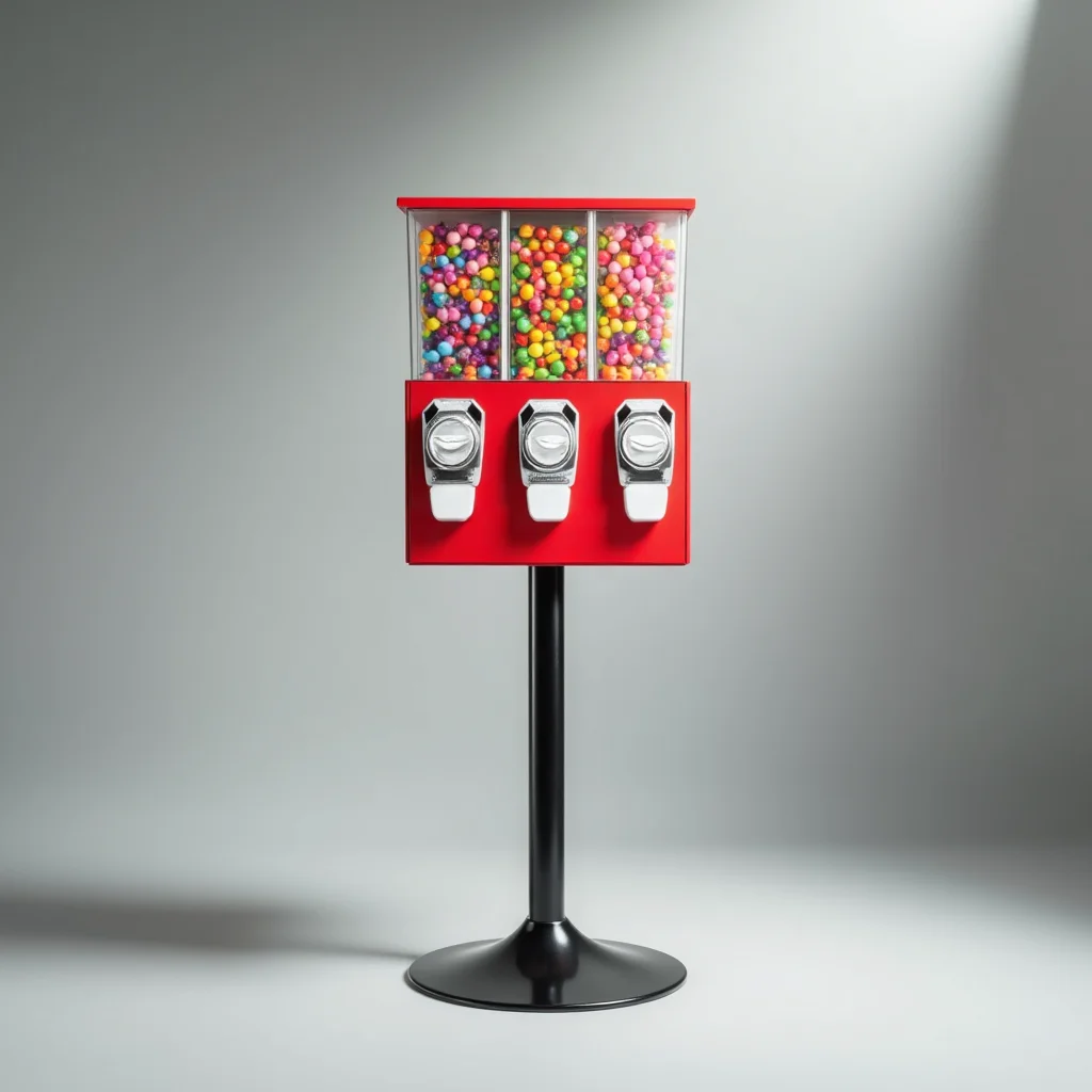 2025 مصنع الثلاثي رئيس 3 في 1 Gumball بيع دائم السائبة موزع الحلوى عملة رمز الدفع اللعب آلة بيع للأطفال