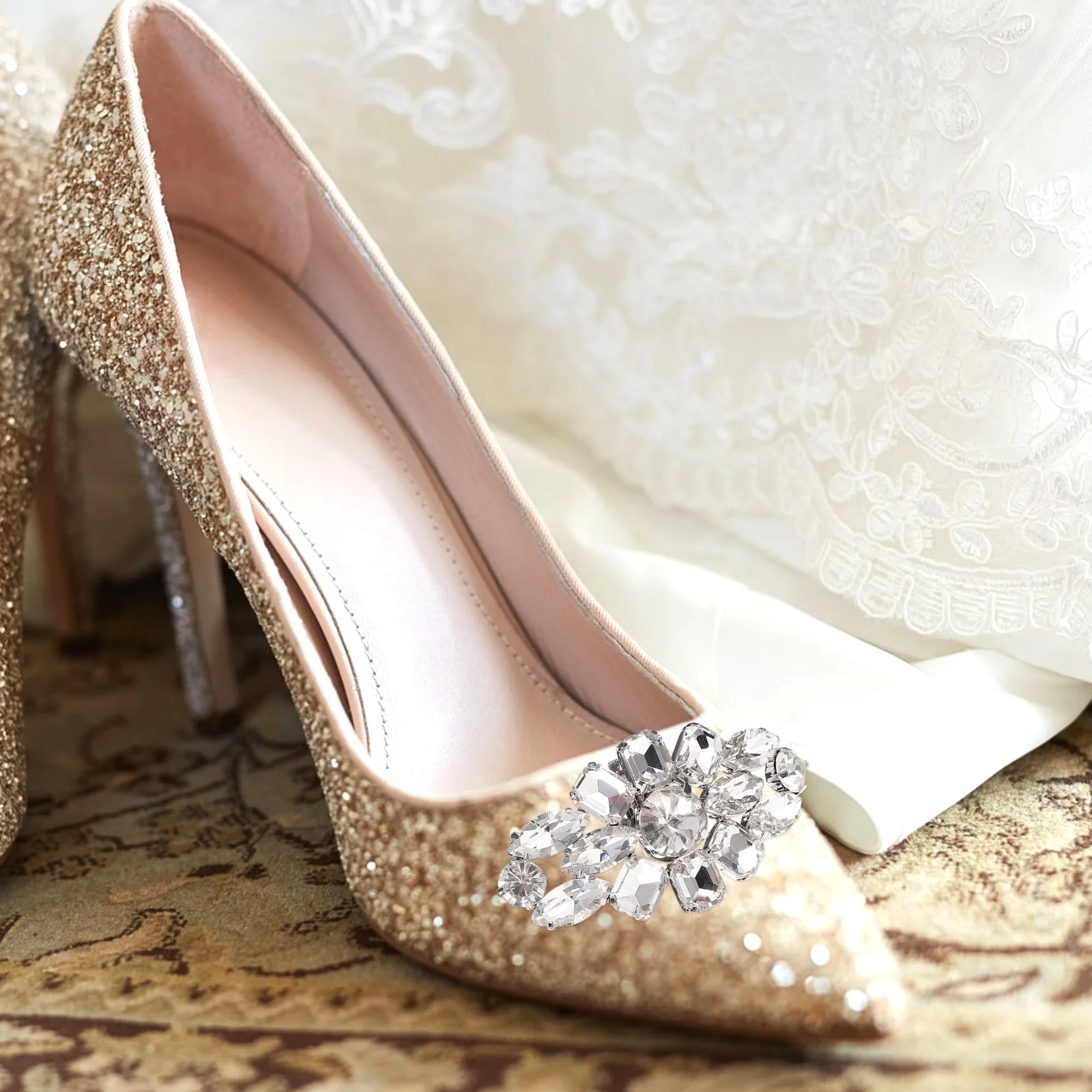 

Rhinestone Shoe Buckle Decorative Clips for Women Detachable Wedding Bridal Embellishments High Heels for Valentine's