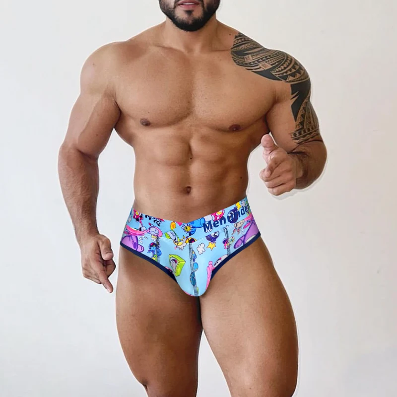 

Graffiti printed men's underwear sexy cool style sexy shorts low waist u convex breathable comfort Unique Underwear CoupleSurprise Soft Elastic Thong