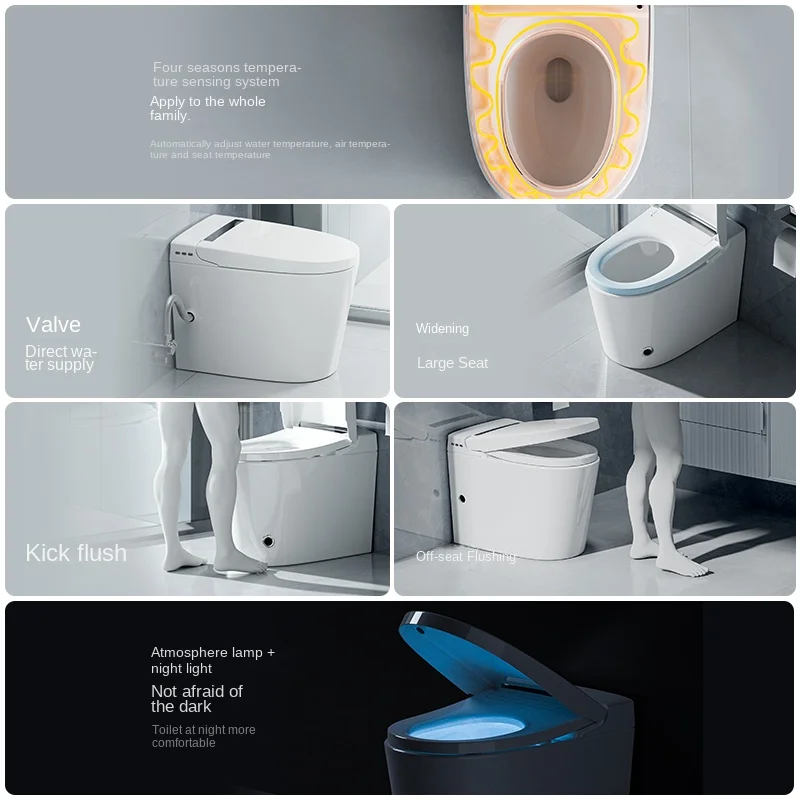 Plugfree Light Toilet S-Trap Remote Control Floor Model Waterless Pressure Restriction Integrated No Power Supply Required