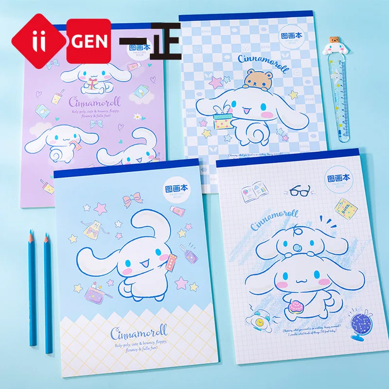 Iigen Sanrio Família Coloring & Drawing Book, Páginas grossas para crianças e estudantes, Creative Art Essential, Sketchbook, 4pcs