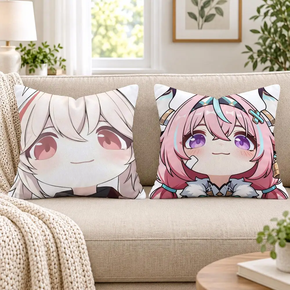 Valesa Sangonomiya Kokomi Cushion Cover Soft Short Plush Pillow Cases Hidden Zipper Cutecore Sofa Bedroom Home Decor Gift