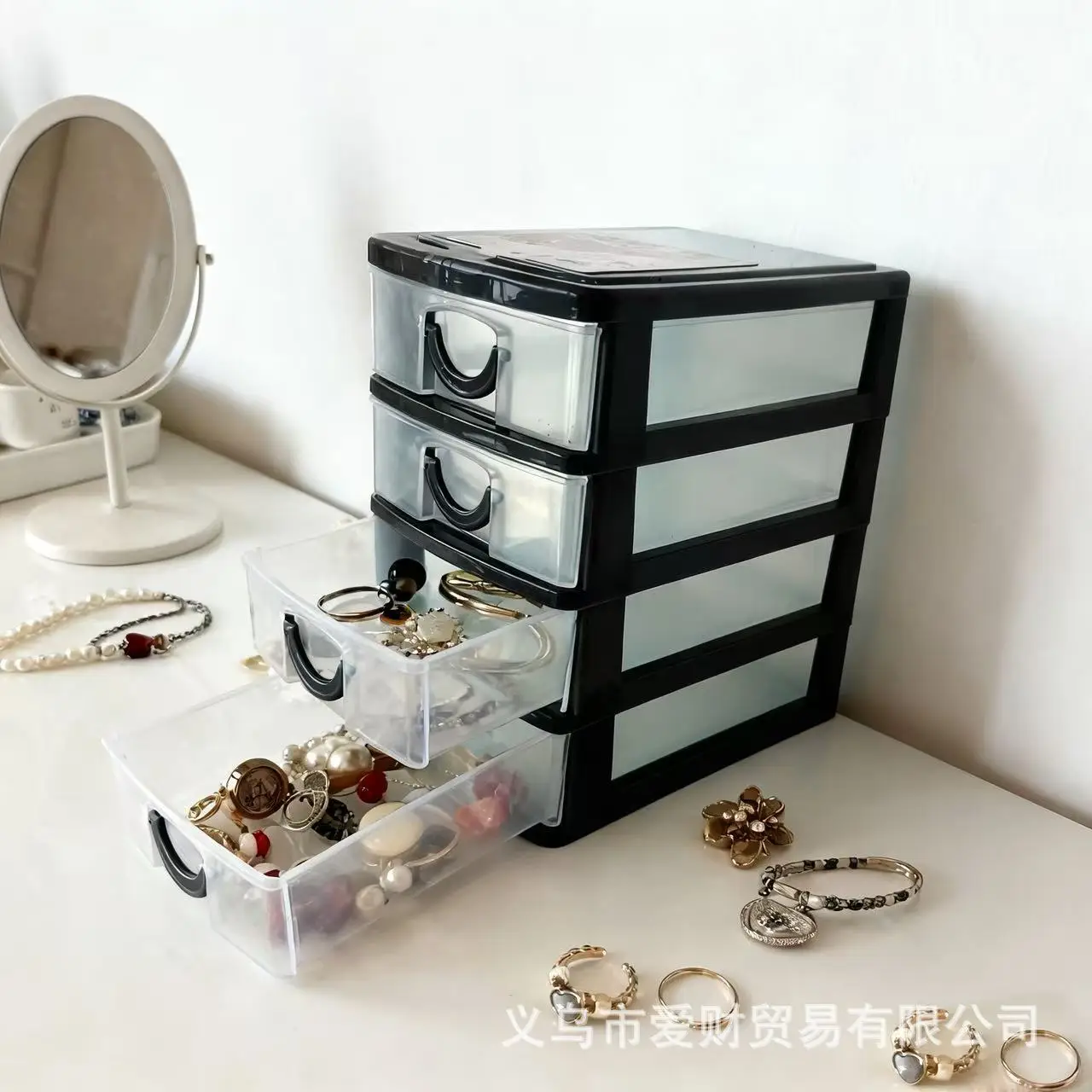 4-Layer Drawer-Style Jewelry Storage Box, Rhinestone Storage Box, Transparent Earring Storage Box
