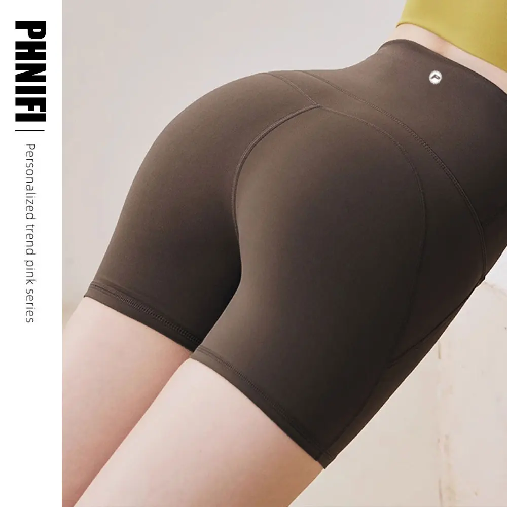 

Nylon Women's Shorts Gym Yoga Shorts Leggings High Waist Elastic Tight Breathable No Awkward Lines Women's Three-point Shorts