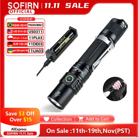 Powerful Tactical LED Flashlight 1200 Lumens Sofirn