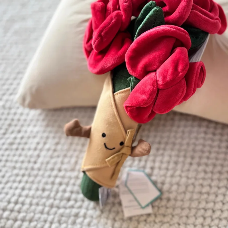 Ramo de rosas, muñeco de peluche, juguete de peluche de flores de mano, regalo de compañero de boda suave para niñas, regalo de Navidad