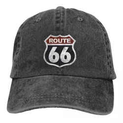 Washed Men's Baseball Cap Historic Vintage Trucker Snapback Cowboy Caps Dad Hat Route 66 Golf Hats