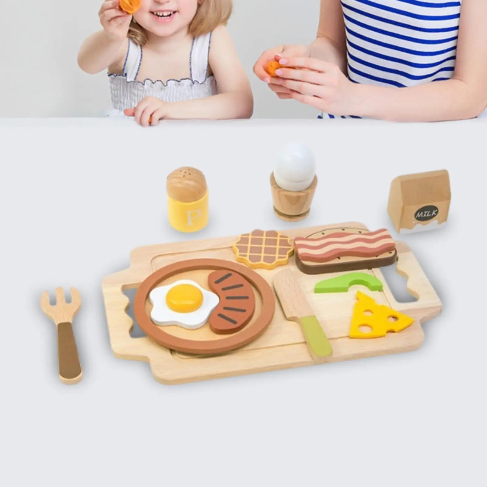 Conjuntos de jogos de madeira fingir jogar café da manhã playset role play café da manhã comida jogar conjunto para janela exibição artesanato artesanato