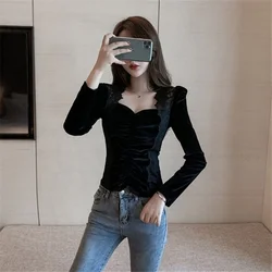 Velvet Shirt Long Sleeved Top Blusas Clothes for Women Tops Shirts Blouses