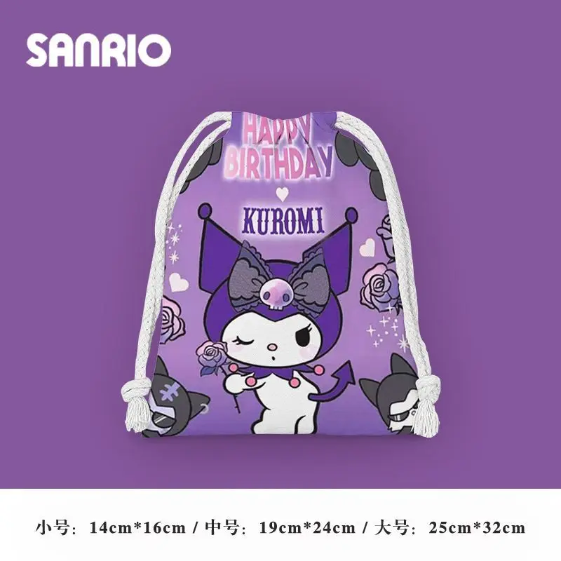 

hello kitty family Sanrio drawstring storage bag girl cute cartoon large capacity drawstring sundries dustproof small bag makeup