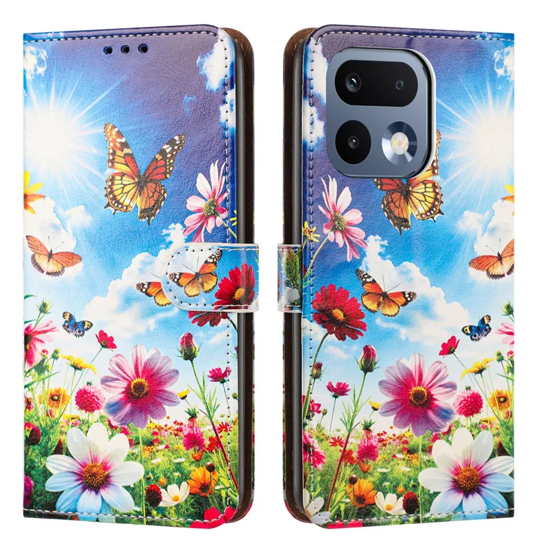 Painted Case on For OPPO Realme C100 Neo 7X Narzo 80 P3 P4 Lite V70 Note 70T 70 80 5G Leather Flip Stand Phone Cover Cute Flower - view 5