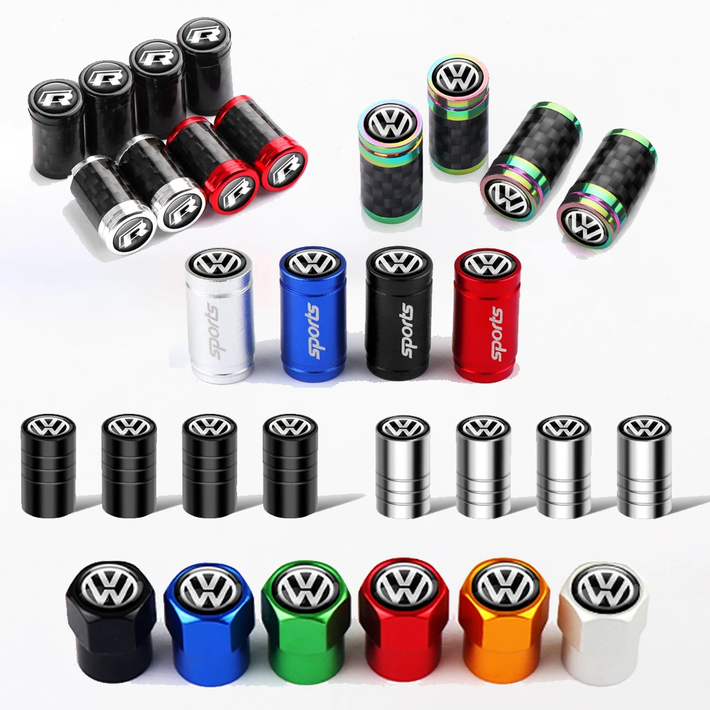 Car Tire Stem Valve Caps Tyre Wheel Stem Air Valve Cover For Volkswagen VW R GOLF Polo PASSAT Beetle Jetta Scirocco T-ROC Tiguan