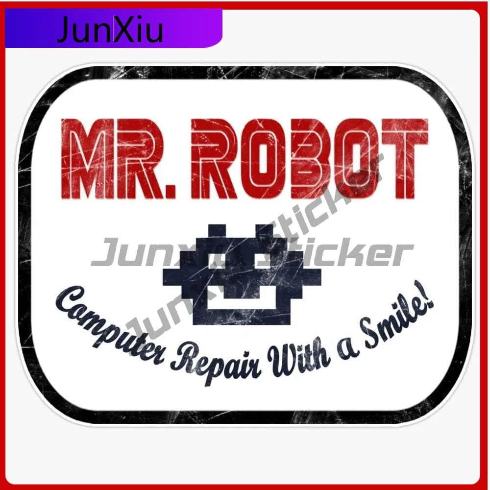 

Mr Robot Computer Repair With A Smile Vinyl Decal Waterproof Sticker Car Laptop Wall Window Bumper Sticker Decoration Custom Pvc