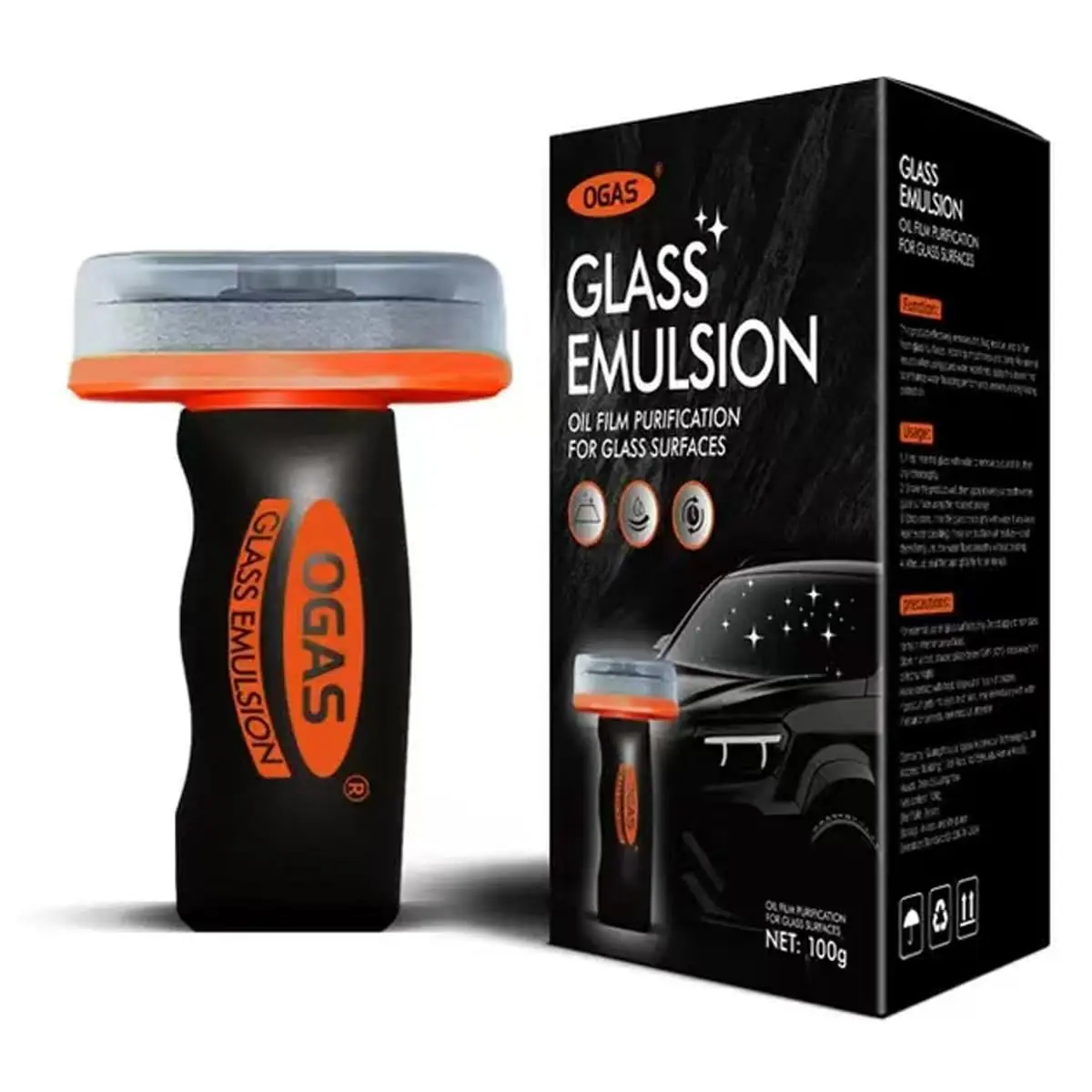 Dissolvant de Film d'huile de verre pour voiture, composé de verre à bille de 100ml avec panneau de nettoyage, élimine le Film d'huile et les taches, améliore la clarté